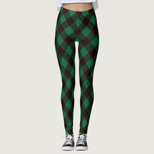 Leggings femininas verdes/pretas (Frente)