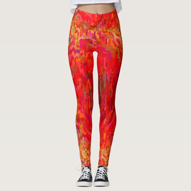 Leggings femininas vermelhas/amarelas (Frente)