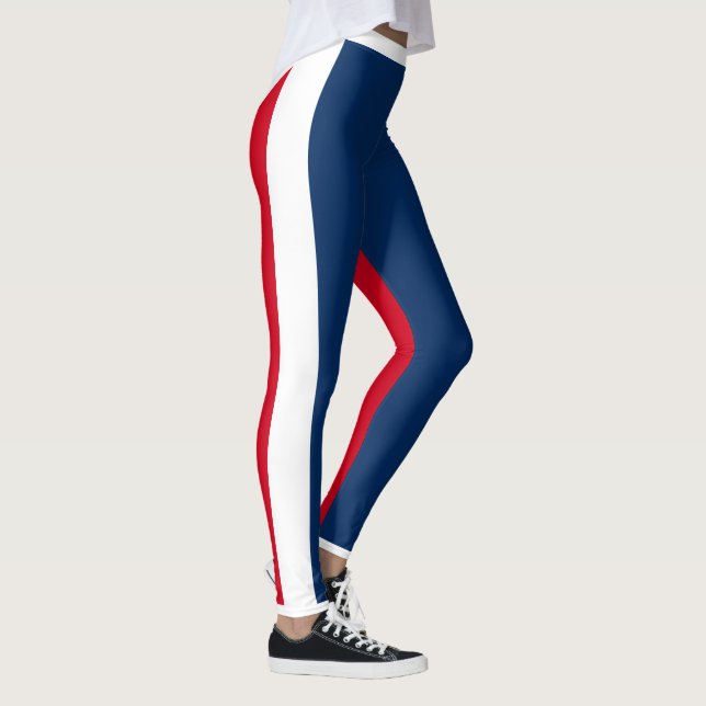Leggings Femininos - Vermelho Branco & Azul (Direita)