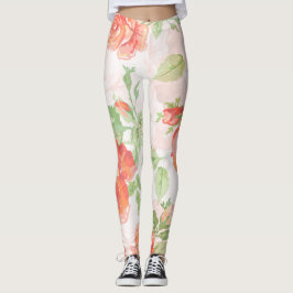 Leggings festa de noivado rosa floral laranja