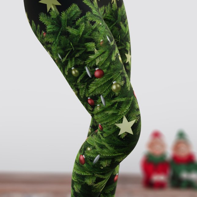 Leggings Festivas de Férias da Árvore de Natal Ver (Fun and festive forest green Christmas Tree leggings just for you)