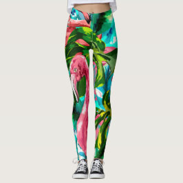 Leggings flamingas cor-de-rosa tropical