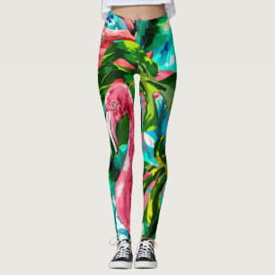 Leggings flamingas cor-de-rosa tropical