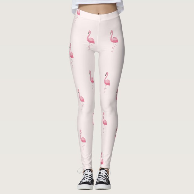 Leggings flamingas, de cor rosa-branca (Frente)
