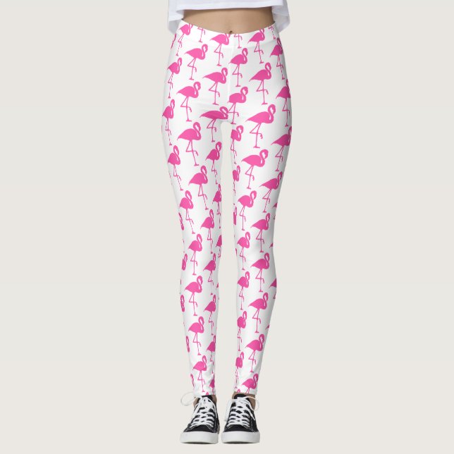 Leggings Flamingo, Cor-de-rosa e branca (Frente)