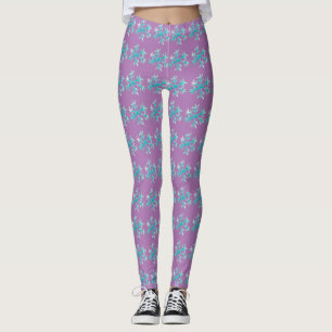 Leggings Floco de Neve Aquarela Azul Roxo Inverno