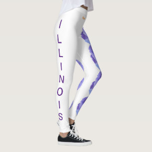 Leggings Flor Branca do Estado de Illinois Violeta