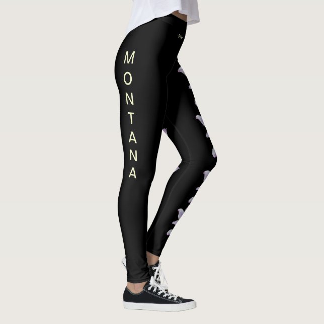 Leggings Flor de Bitterroot Montana Preta (Direita)