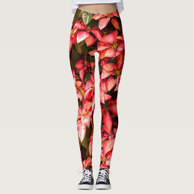 Leggings Flor de Natal Poinsettia (Frente)