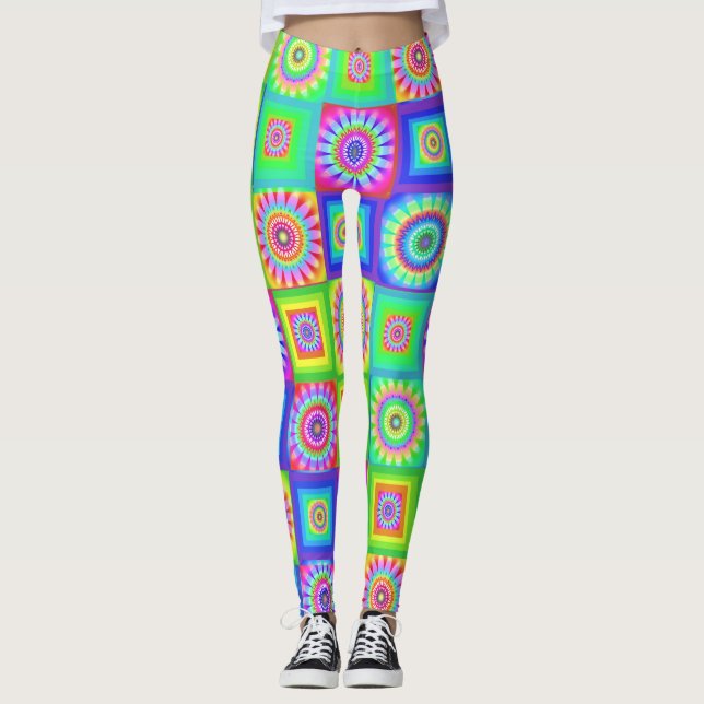 Leggings Flor Multicolor Xadrez (Frente)
