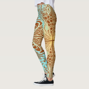 Leggings Flor Square Rose Overlay Lace Art 2