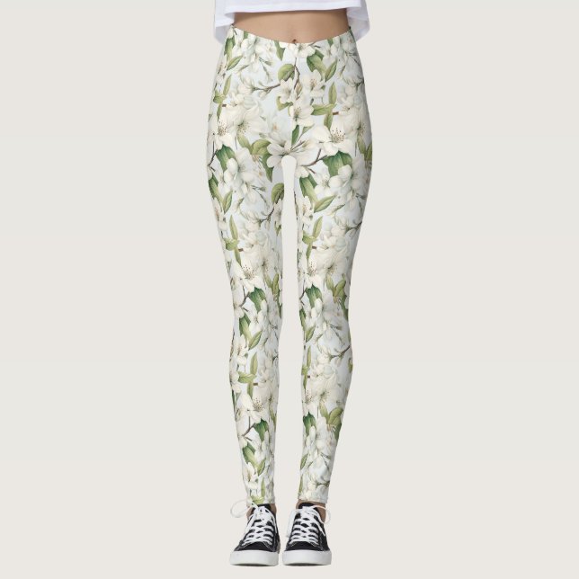 Leggings Florais All-Over-Impressão do Flor da Maç (Frente)