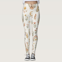 Leggings Florais Boho Aquarela Arco-Íris Pastel