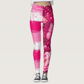 Leggings Florais Borboleta Rosa