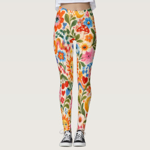 Leggings Florais Coloridas Maximalistas Retrô