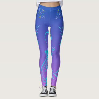 Leggings Florais com Gradiente Geométrico