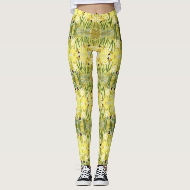 Leggings Florais De Aquarela (Frente)