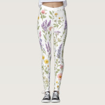 Leggings Florais de Aquarela de Prado de Flores Si