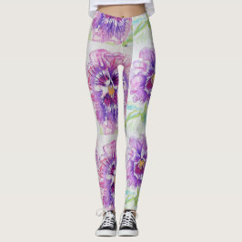 Leggings Florais De Aquarela Rosa Pansy