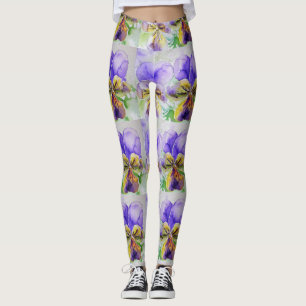Leggings Florais De Aquarelas De Viola Roxa