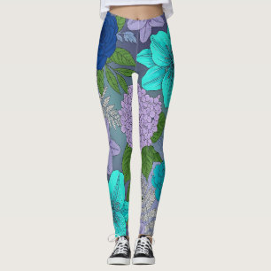 Leggings Florais de Cores Frias