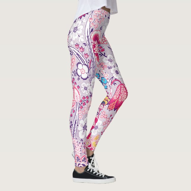 Leggings Florais de Estilo Vintage em Rosa (Direita)