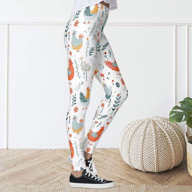 Leggings Florais De Frango Coloridas Bonitas (Criador carregado)