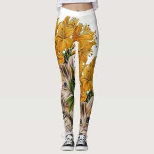 Leggings Florais de Gatinho
