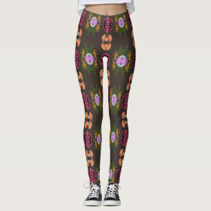 leggings florais de halloween