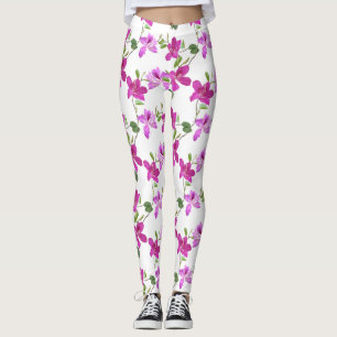 Leggings Florais De Mulheres Rosa/Fuchsia