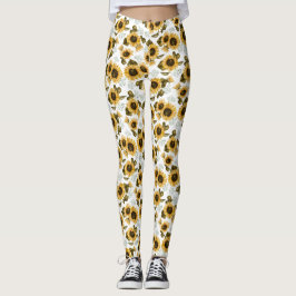 Leggings Florais De Padrões De Sunflower Summer