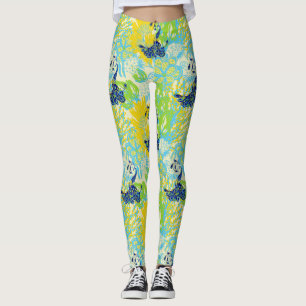 leggings florais de pavão