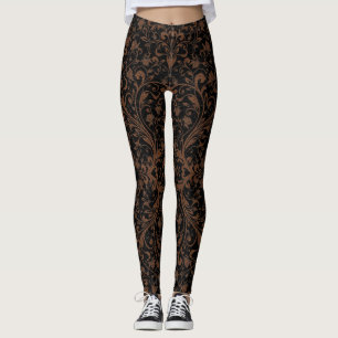 Leggings florais de tigre preto-branco