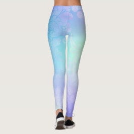 Leggings Florais do Cotovelo Azul Pastel