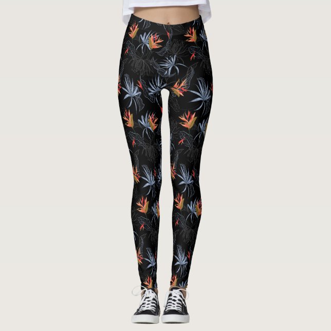 Leggings Florais Exóticas de Mulheres (Frente)