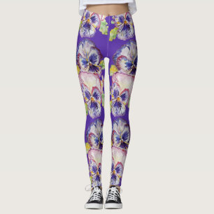 Leggings florais florais roxas