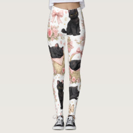 Leggings Florais Gata Preta