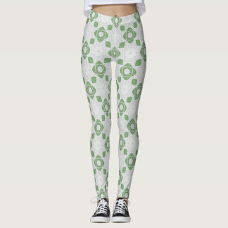 Leggings Florais Geométricas em Verde Sage Suave