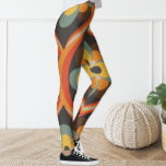 Leggings Florais Geométricas Laranja Retro<br><div class="desc">Leggings adoravam um padrão retrô.</div>