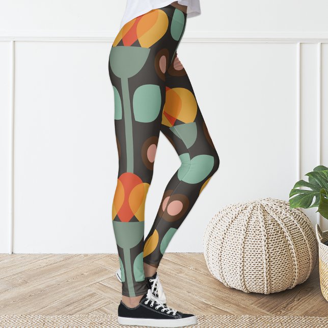 Leggings Florais Geométricas Laranja Retro (Criador carregado)