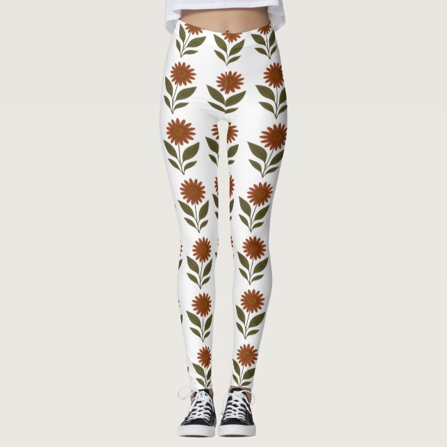 Leggings Florais Laranja Quente (Frente)