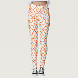 Leggings Florais Laranja-Vermelho Vibrante & Padrã