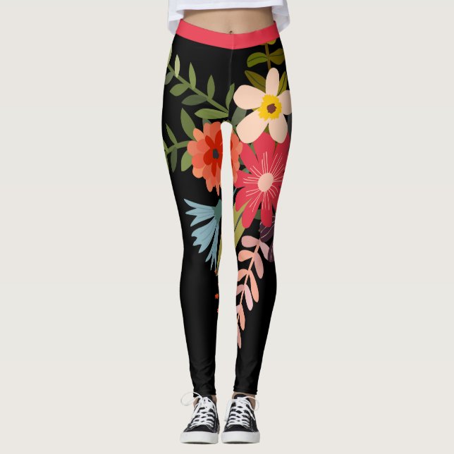 Leggings Florais Múltiplas e Grandes (Frente)