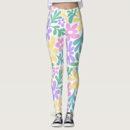 Leggings Florais Retro em Pastel Ousado