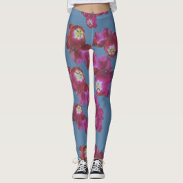 Leggings Florais Rosa Aquarela Botânica Azul