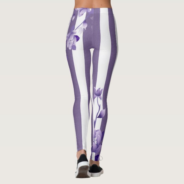 Leggings Florais Roxas Brancas (Verso)
