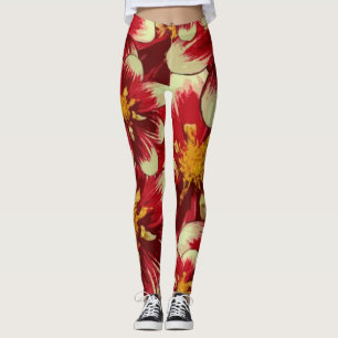 Leggings Florais Vermelhas