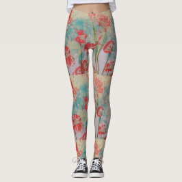 Leggings Florais Vermelhas