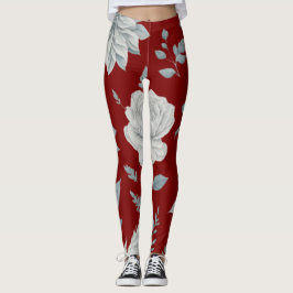 Leggings Florais Vermelhas