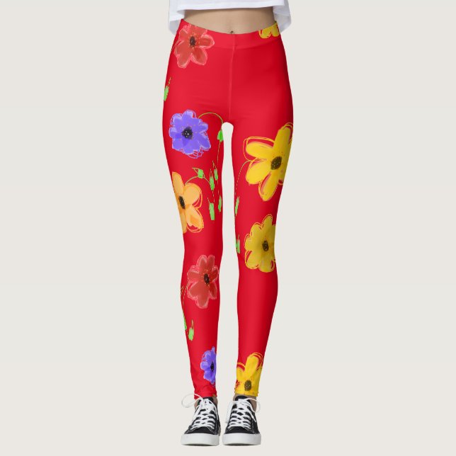 Leggings Florais Vermelhas (Frente)